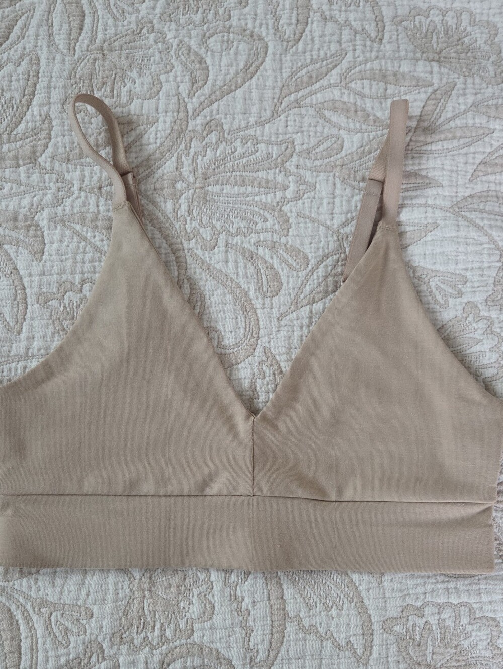 Pact 95% Oraganic Cotton, Beige Wireless Bralette, size XS
